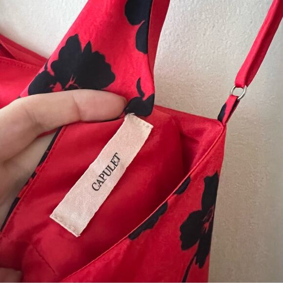 Capulet Emilia Red Floral Satin Tank Top - Picture 5 of 7